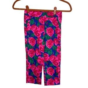 Janie and Jack Blue and Pink Floral Kids Ankle Length Pants